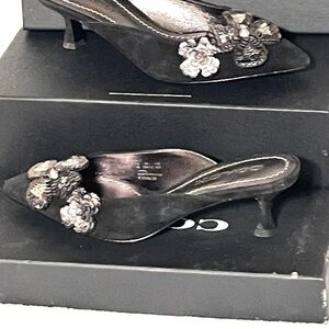 Coach Black Heels with Floral Accents